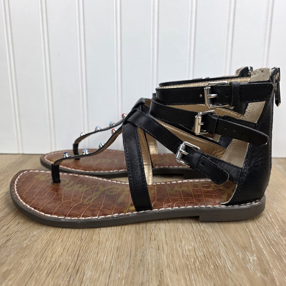 🆕️Sam Edelman Black Strappy Gladiator Sandals with Buckle Detail - Picture 3 of 8